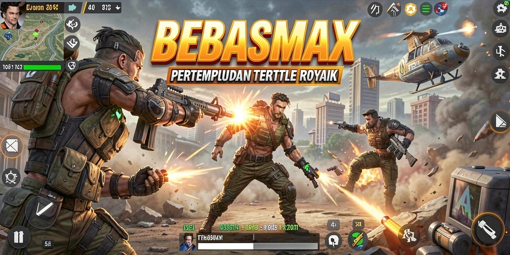 Tampilan menarik dari gameplay seru BEBASMAX dalam mode Battle Royale.