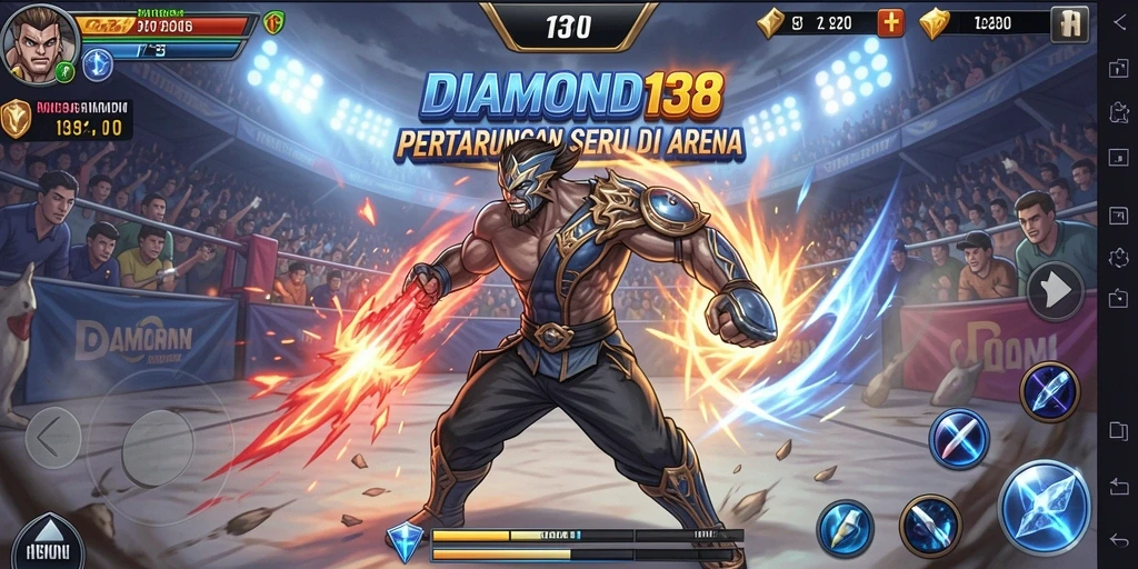 Screenshot gameplay DIAMOND138 menampilkan pertarungan intens dan karakter unik.
