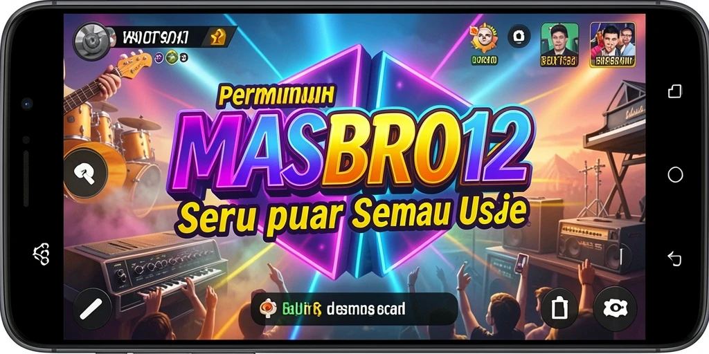 Tampilan gameplay utama MASBRO12 dengan nuansa musik yang ceria.