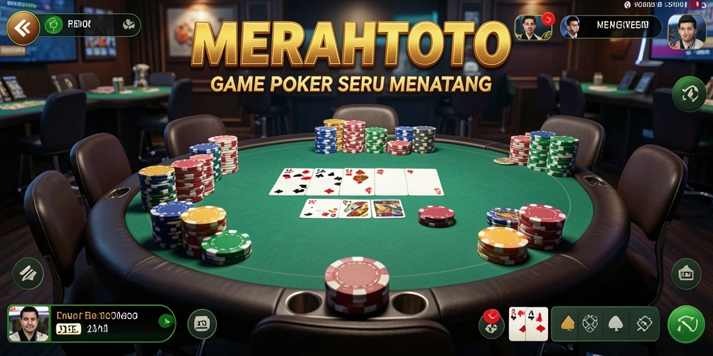 Screenshot gameplay MERAHTOTO menampilkan suasana poker yang mendebarkan.