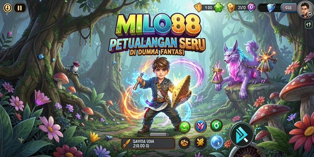 Screenshot gameplay petualangan yang menggambarkan aksi seru di MILO88.
