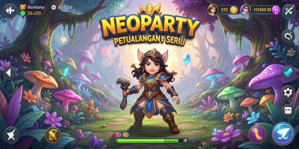 Screenshot gameplay seru dari NEOPARTY yang menampilkan petualangan di dunia fantasi.