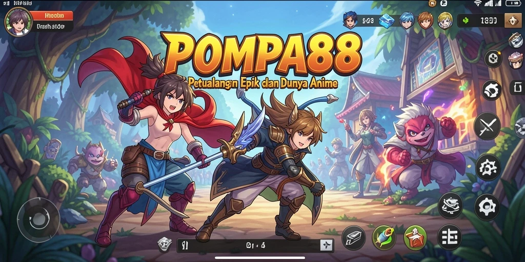 Screenshot POMPA88 menampilkan karakter anime dalam aksi pertarungan.
