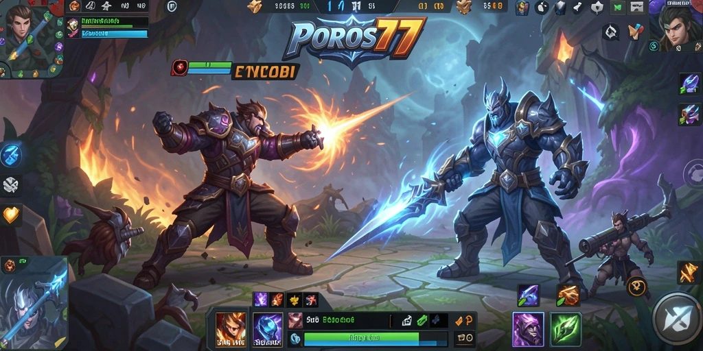 Gambaran gameplay seru dalam pertempuran MOBA.