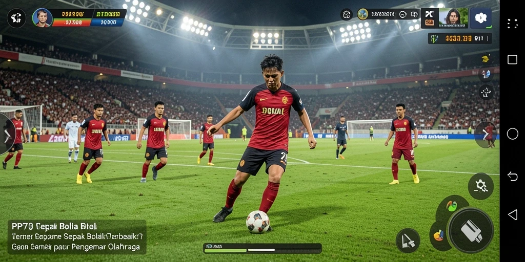 Gameplay PP7 menampilkan momen-momen seru dalam pertandingan sepak bola.