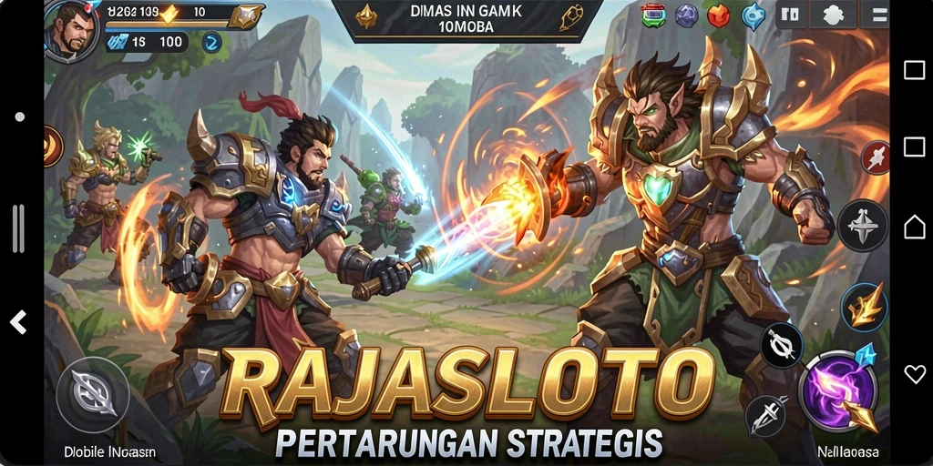 Screenshot gameplay RAJASLOTO yang menampilkan aksi seru dalam pertarungan MOBA.