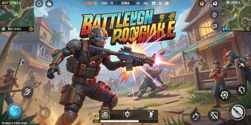 Tangkapan layar menunjukkan aksi intense di SPINGILA dalam pertempuran Battle Royale.