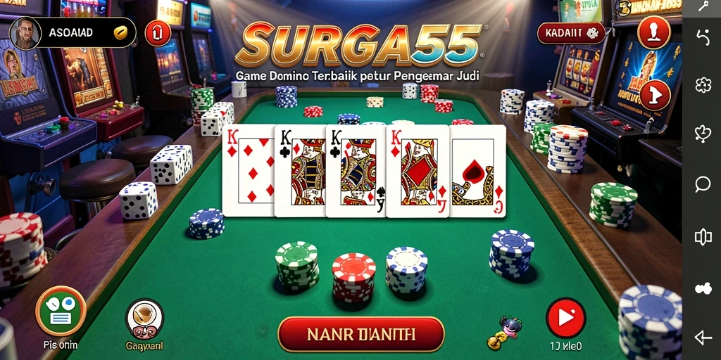 Screenshot SURGA55 menampilkan gameplay domino yang seru dan interaktif.